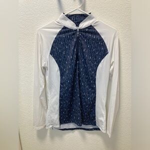 GREG NORMAN Women’s White Blue SOLAR XP Long Sleeve 1/4 Zip Golf Shirt Size M